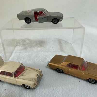 Corgi Toys Diecast 1960s Cars:  Ford Mustang, Buick Riviera & Mercedes Benz, Vintage