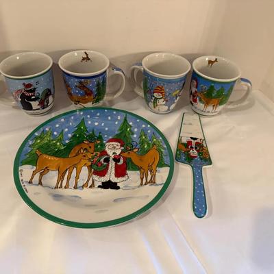 Cute Christmas Mugs And Plate