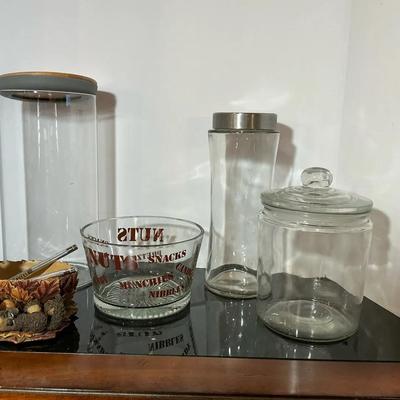 Five Piece Glassware, Storage And Nutcracker