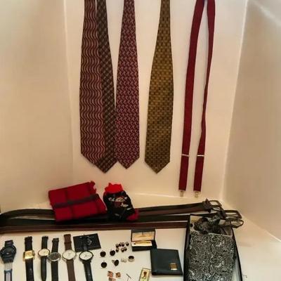 Accessory Lot Ties Watches, Cuff Liinks Belts