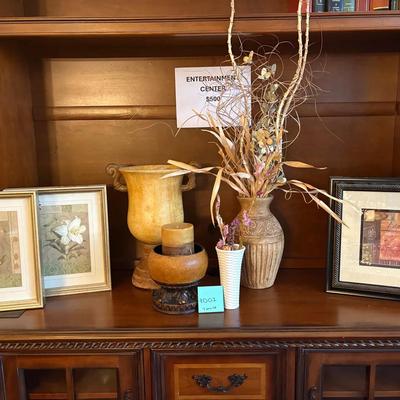 7-Pc Home Decor Bundle: Framed Wall Art, Decorative Vases, & Candle Holder