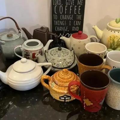 Large Lot Of Tea Pots, And Mugs