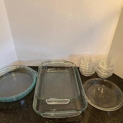      15 Pieces Of Glassware, Pie Pans, And More 