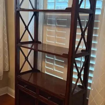 Wood Shelf with Two Drawers and Lower Cabinet