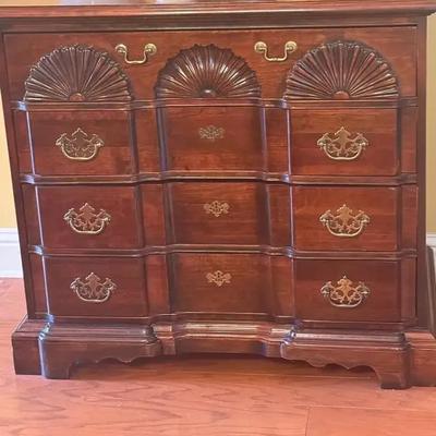 Chippendale Style Scalloped Front Carved Chest