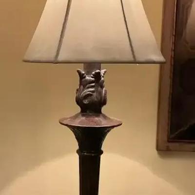 Italian Style Tall Table Lamp With Antique Finish