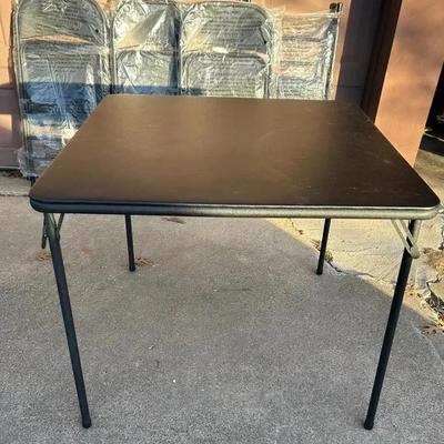 BO215 Never Used Black/Grey Padded Table & Folding Chairs(4)