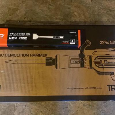 TR Industrial 35 lb Electric Demolition Hammer with 3" Scraping Chisel, New in Box