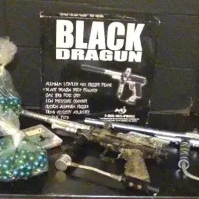 Paintball Gun Collection Featuring Black Dragon, Spyder Xtra, and Rebel Deluxe with Paintballs