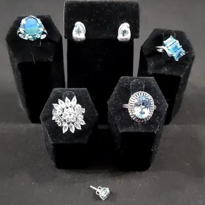 Sterling Blue Rings And Earrings 