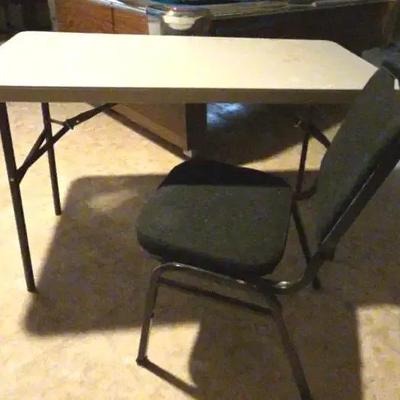 Lifetime Portable Folding Table with Black Metal Fabric Chair