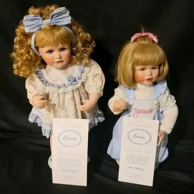 Hamilton Collection Porcelain Dolls, featuring Casey and Jessie by Connie Walser Derek