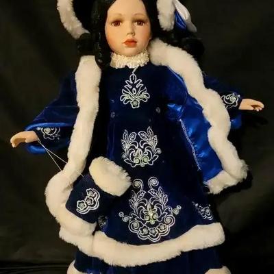 American Classics “Priscilla” Handcrafted Musical Porcelain Christmas Doll