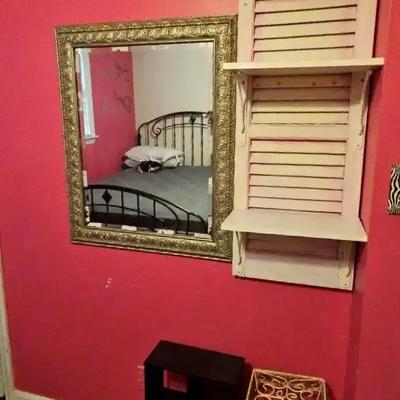 Metal Wall Décor, Framed Mirror, Shutter Shelf & Decorative Plant Stand