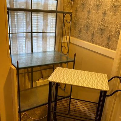 Metal & Glass Baker’s Rack and Rolling Kitchen Cart