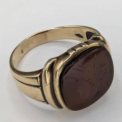 10K Gold Men's Intaglio Ring...Sz 11.5