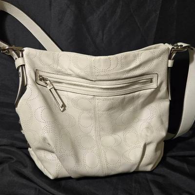 Coach Designer Leather Handbag Off White Monogram 