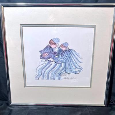 Framed, Signed And Numbered P. Buckley Moss “The newborn” Print 17x16in