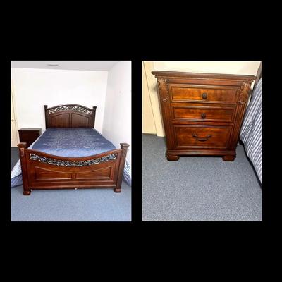 Queen Size Ashley Furniture Bed & Nightstand