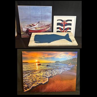 4 Pieces Of Nautical Themed Art