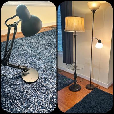 Floor Lamp, Task Lamp &  Glass Table W/ Lamp