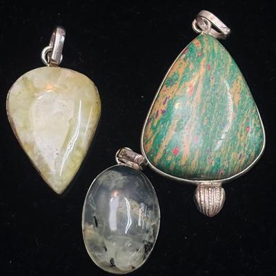 Gemstone Silver Pendant Trio