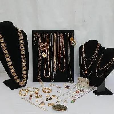 Golden Jewelry Box w 24k GP Necklace