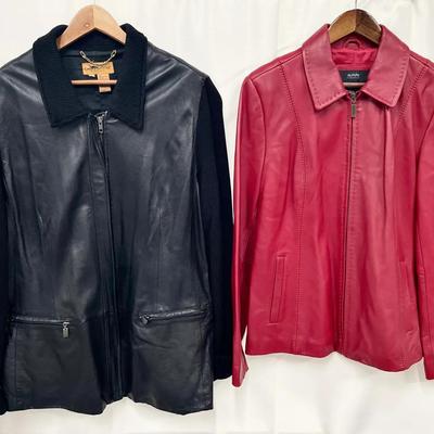 Women’s Leather Jackets - Like New Red And Merino Wool Leather Black -Both sz L