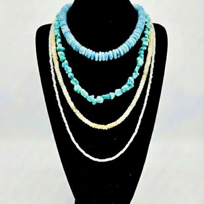 Turquoise & Topaz Necklaces length 17”-22”