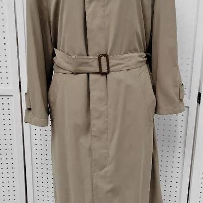 Vintage Newport Harbor Men's Belted Trench Coat Khaki Tan Rain Mac USA Made