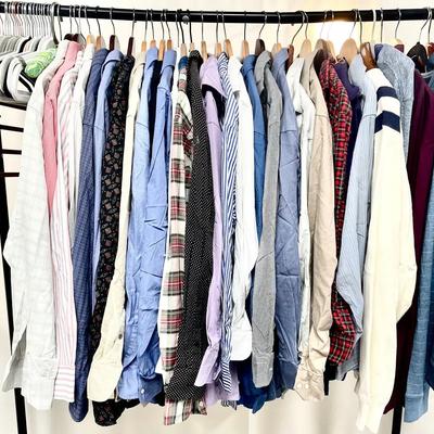 Men’s Dress Shirts + Daily Wear And Hangers - Egyptian Cotton, Burberry, Italian Import (Sz M/L)