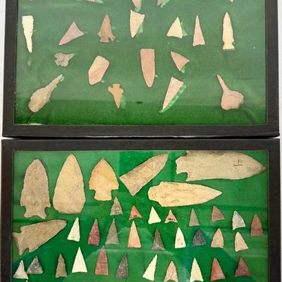 American Arrowhead & Spear Point Collection – 2 Cases, Mixed Stone Artifacts (loose)