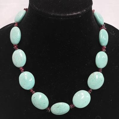 Charlene Little Navajo Necklace w/ Freeform & Oval Turquoise Beads