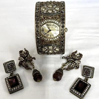 Heidi Daus “Divinely Deco” Watch & Heidi Daus Earrings