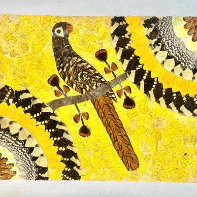 Exotic Bird Tapestry In Butterfly Wings - Delicate Handmade Artwork