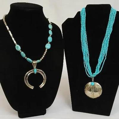 Turquoise Seed Bead & Turquoise Stone w PendIants