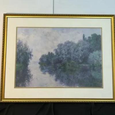 The Seine Giverny Gold Ornate Framed Print By Claude Monet