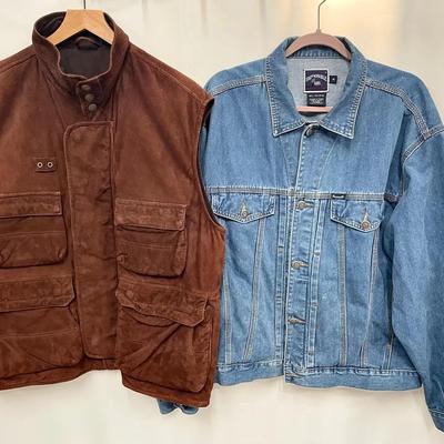 Men’s Faconnable Chocolate Suede Field Vest And Vintage Faconnable Jean Jacket