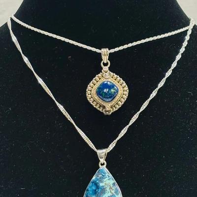 Sterling Silver Azurite Malachite Necklace Collection