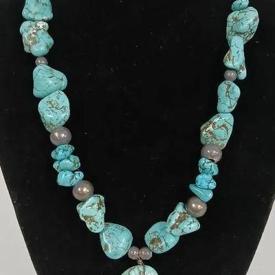 Large Chunk Navajo Turquoise Pendant Necklace