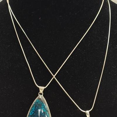 Sterling Silver Teardrop Gemstone Necklace Set