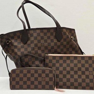 1804 • louis vuitton damier canvas tote bag, pouch & wallet