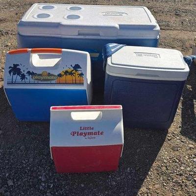 81024 • (4) ice coolers & chest