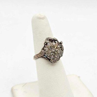 902 • sterling silver & diamond ring, 4.7g