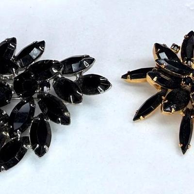 Black rhinestone brooches