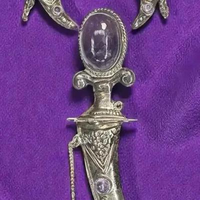 Sterling dagger with sheath pin matching earrings