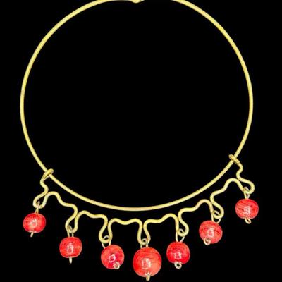 Carnelian agate brass choker