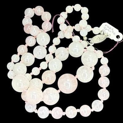 Pink quartz graduated bead strand