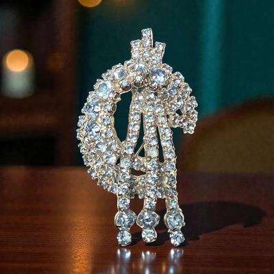 Abstract crystal rhinestone brooch