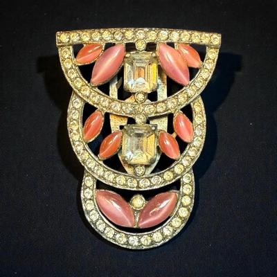 Art deco rhinestone brooch